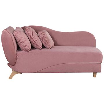 Left Hand Chaise Lounge In Pink Velvet With Storage Container Beliani