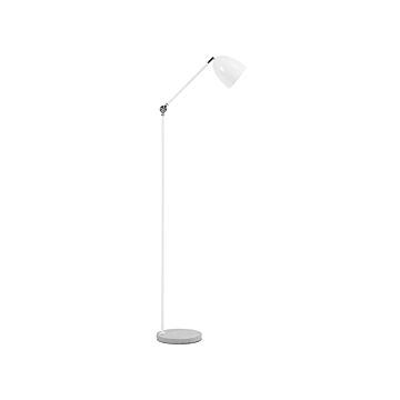 Floor Lamp White Metal 165 Cm Concrete Base Swing Arm Adjustable Shade Beliani