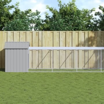 Vidaxl Chicken Cage With Run Light Grey 117x813x123 Cm Galvanised Steel