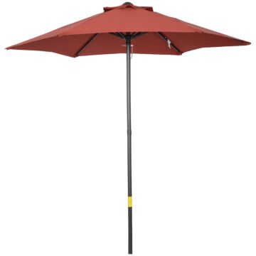 Outsunny 2m Patio Parasols Umbrellas, Outdoor Sun Shade With 6 Sturdy Ribs For Balcony, Bench, Garden, Wine Red