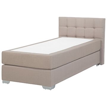 Eu Single Size Continental Bed 3ft Beige Fabric With Mattress Contemporary Beliani