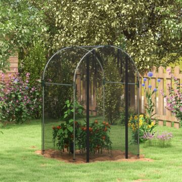 Outsunny Galvanised Steel Fruit Cage, Plant Protection Tent With Zipped Door, 1.2 X 1.2 X 1.9m, Black