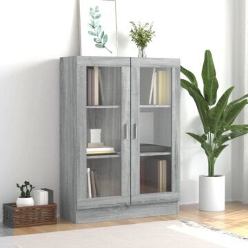 Vidaxl Vitrine Cabinet Grey Sonoma 82.5x30.5x115 Cm Engineered Wood