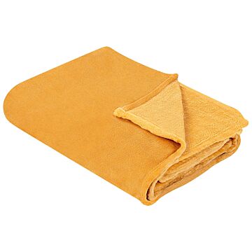Blanket Orange Polyester 200 X 220 Cm Soft Pile Bed Throw Cover Home Accessory Modern Design Beliani