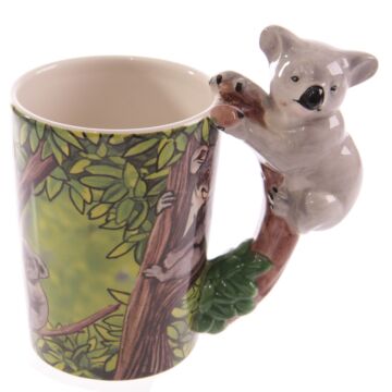 Novelty Ceramic Jungle Mug With Koala Shaped Handle