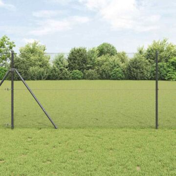Vidaxl Welded Wire Fence With 13 Posts Grey 1.2x50 M Steel