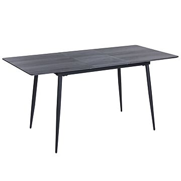 Dining Table Dark Wood Mdf Black Steel Legs 120/160 X 80 Cm Extendable Top Rectangular Modern Design Beliani