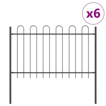 Vidaxl Garden Fence With Hoop Top Grey 10.2x1.2 M Steel