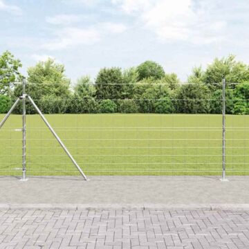 Vidaxl Field Fence 1.2x50 M Galvanised Steel, Vidaxl Fence Posts With Base Plates 13 Pcs Ø32mm 68.5cm Galvanised Steel
