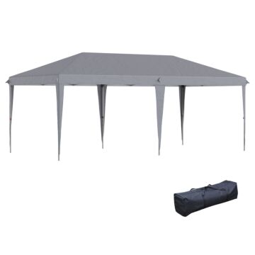 Outsunny 3 X 6 M Pop Up Gazebo, Foldable Canopy Tent, Height Adjustable Wedding Awning Canopy W/ Carrying Bag, Grey