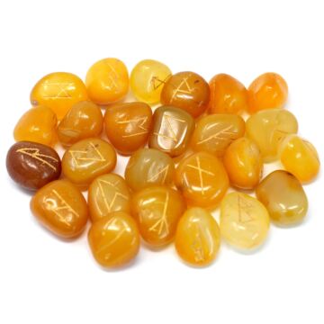 Runes Stone Set In Pouch- Yellow Onyx