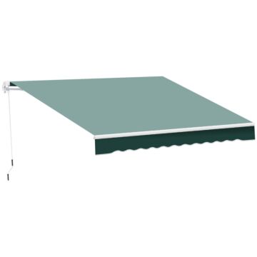 Outsunny 2.5m X 2m Sun Shade Manual Awning Shelter Retractable With Winding Handle Green