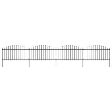 Vidaxl Garden Fence With Spear Top Steel (1.25-1.5)x6.8 M Black