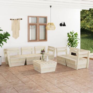 Vidaxl 6 Piece Garden Pallet Lounge Set Impregnated Spruce Wood