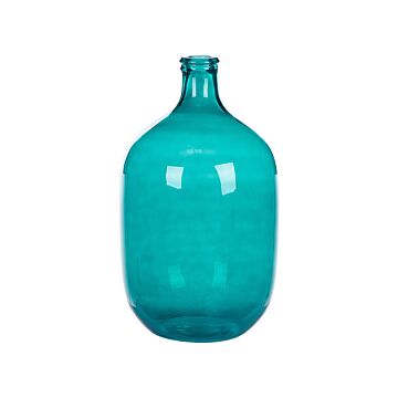 Vase Turquoise Glass 48 Cm Handmade Decorative Round Bud Shape Tabletop Home Decoration Modern Design Beliani
