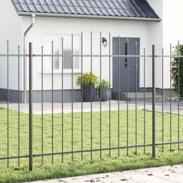 Vidaxl Garden Fence With Hoop Top Grey 11.9x1.5 M Steel