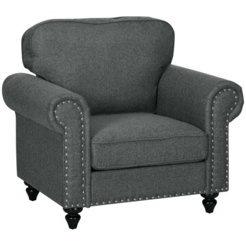 Homcom Mid-century Armchair, With Pocket Springs - Dark Grey