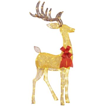 Outsunny Lighted Reindeer Christmas Decoration, Light Up Christmas Deer With 137 Led Lights For Indoor, Outdoor, Garden, Lawn, Gold Tone