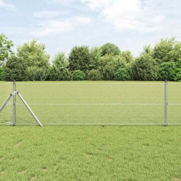 Vidaxl Welded Wire Fence With 13 Posts 0.5x100 M Galvanised Steel