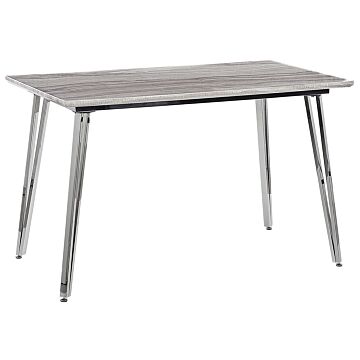 Dining Table Silver Legs Mdf Marble Effect Top Rectangular 120 X 70 Cm 4 Person Capacity Modern Design Beliani