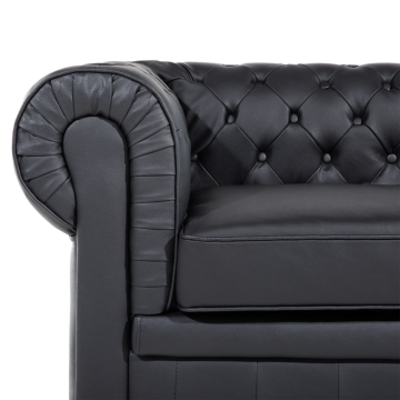 Chesterfield Living Room Set Black Leather Upholstery Dark Wood Legs 3 Seater Sofa + Armchair Contemporary Beliani