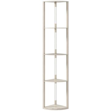 Homcom Corner Floor Lamp For Living Room Bedroom With Dimmable Warm White Led Light, Modern Tall Standing Lamp, Oak