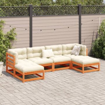 Vidaxl 6 Piece Garden Sofa Set Wax Brown Solid Wood Pine