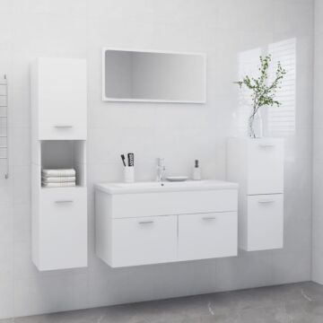Vidaxl Bathroom Furniture Set White Engineered Wood