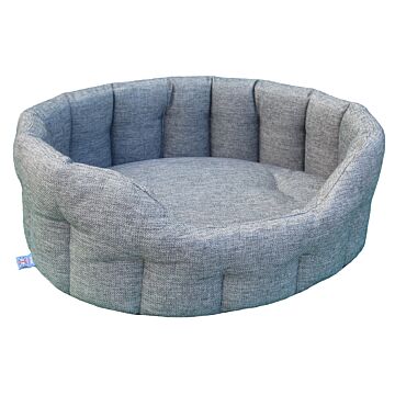 P&l Superior Pet Beds - Premium Oval Basket Weave Softee Bed Colour Grey Size Large Internal L76cm X W64cm X H24cm / Base Cushion 8cm Thickness