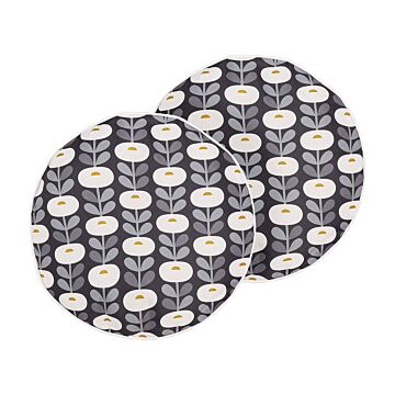 Set Of 2 Garden Cushions Grey Polyester Geometric Pattern ⌀ 40 Cm Modern Outdoor Decoration Water Resistant Beliani