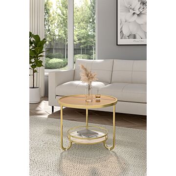 Round Glass And Slate Coffee Table 2 Tier