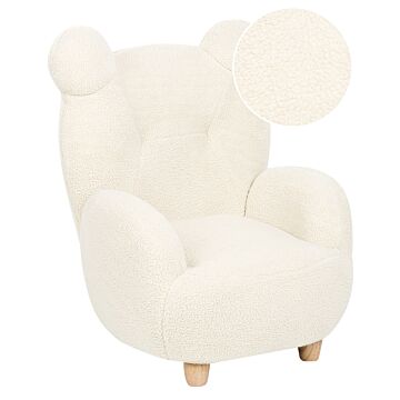 Animal Armchair White Polyester Upholstery Nursery Furniture Seat For Children Modern Design Bear Shape Beliani