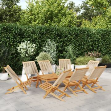 Vidaxl Folding Garden Chairs 8 Pcs Beige Solid Wood Acacia