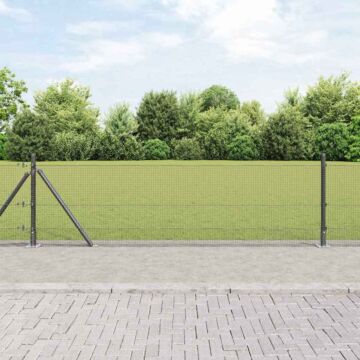 Vidaxl Welded Wire Fence With 13 Flanged Posts Grey 0.4x100 M Steel
