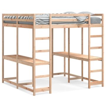Vidaxl Loft Bed With Desk And Ladder 200x200 Cm Solid Wood Pine