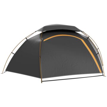 Outsunny Aluminium Frame Camping Tent Dome Tent With Removable Rainfly, 2000mm Waterproof, For 1-2 Man, Grey