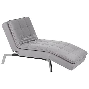 Chaise Lounge Light Grey Velvet Tufted Adjustable Back And Legs Modern Glam Beliani