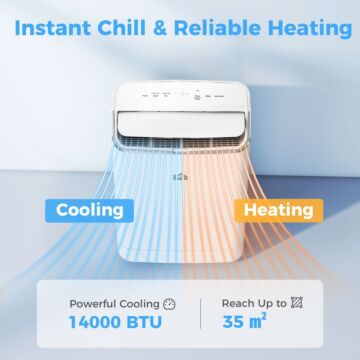 Homcom 14,000 Btu Mobile Air Conditioner, Smart Home Wifi Compatible, With Heater, Cooler, Dehumidifier, Fan, 24h Timer