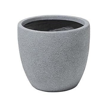 Plant Pot Grey Fibre Clay Round 36x36x32 Cm Weather Resistant Beliani