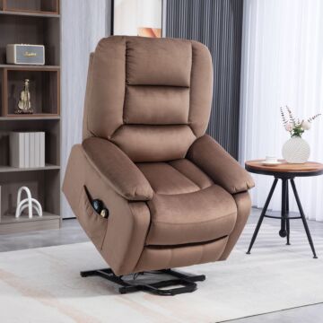 Homcom Electric Riser And Recliner Chair With Vibration Massage, Heat, Side Pocket, Brown