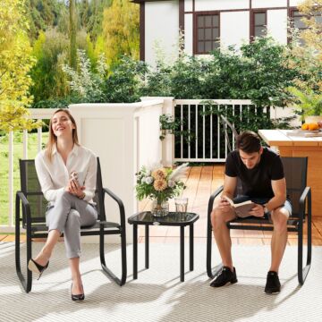 Outsunny Three-piece Garden Seating Set - Black
