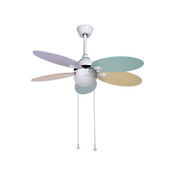 Ceiling Fan With Light Colourful For Kids With Pull Chain 4 Blades Speed Control Modern Design Beliani