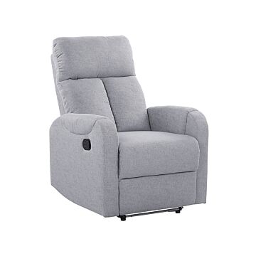 Recliner Chair Grey Fabric Upholstery Polyester White Led Light Usb Port Modern Design Living Room Armchair Beliani
