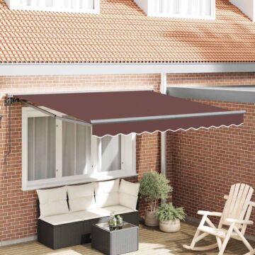 Vidaxl Retractable Awning Manual Brown 300x250 Cm