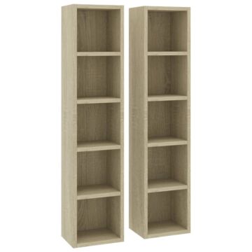 Vidaxl Cd Cabinets 2 Pcs Sonoma Oak 21x16x93.5 Cm Engineered Wood