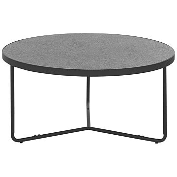 Coffee Table Concrete Effect With Black Metal Legs Round Large 80 X 80 X 40 Cm Living Room Furniture Beliani