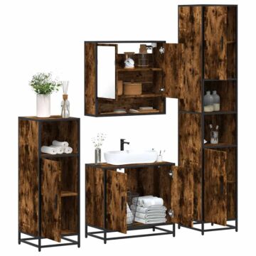 Vidaxl 4 Piece Bathroom Furniture Set Smoked Oak Engineered Wood