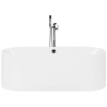 Bath White With Silver Sanitary Acrylic Single 170 X 75 Cm Freestanding Modern Beliani