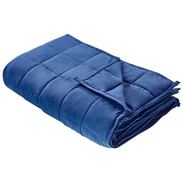 Weighted Blanket Navy Blue Polyester Fabric Glass Beads Filling Rectangular 150 X 200 Cm 9kg 19.84lb Quilted Beliani