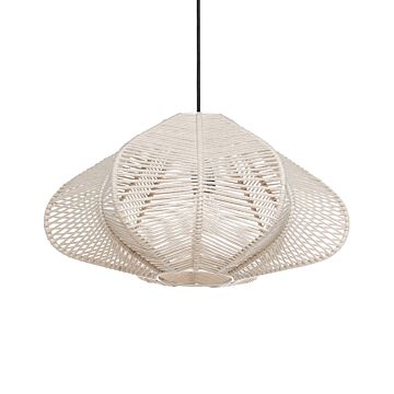 Pendant Hanging Lamp Beige Cotton Rope Cage Star Shape Shade Japandi Natural Style Beliani